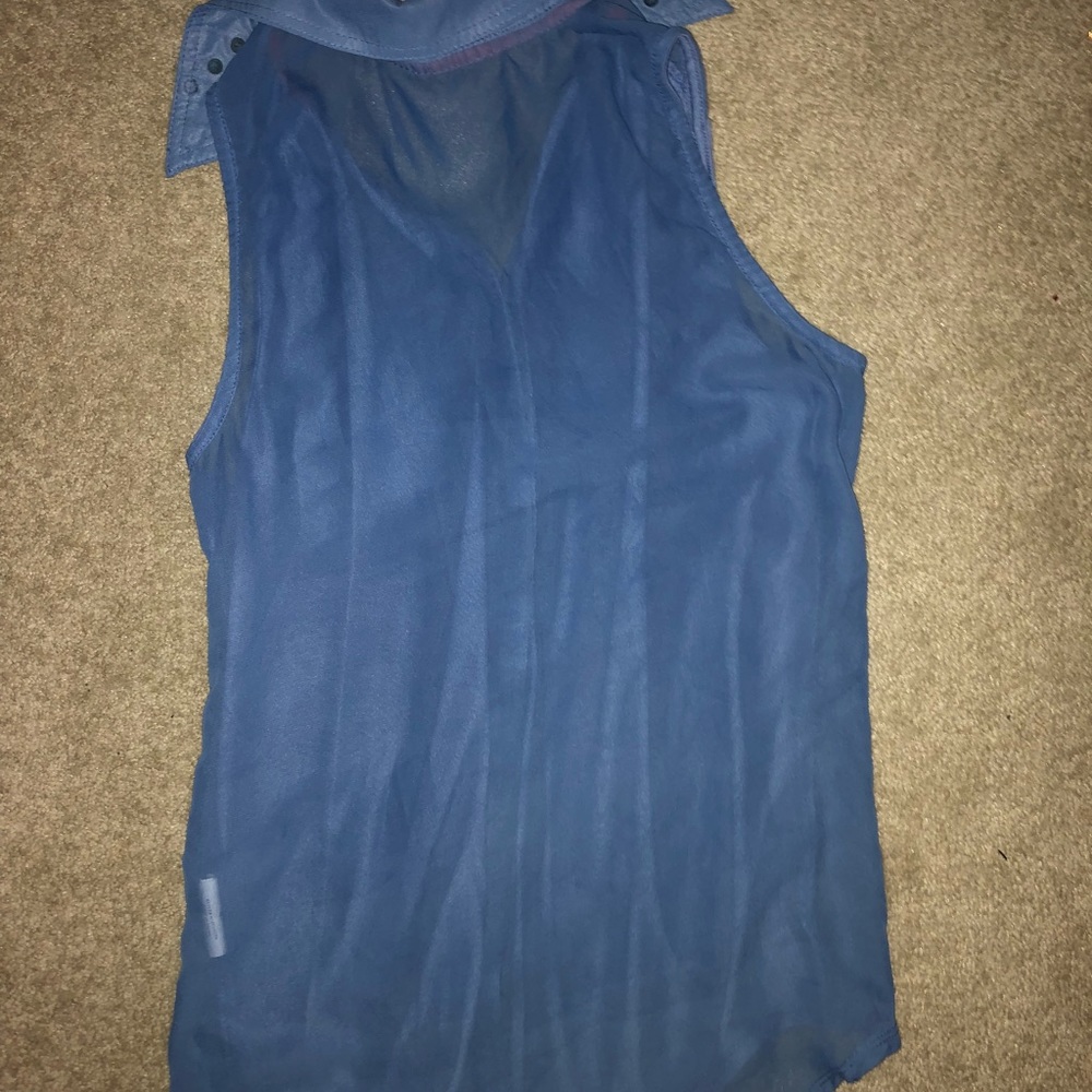 Sky blue Mesh Collared Tank